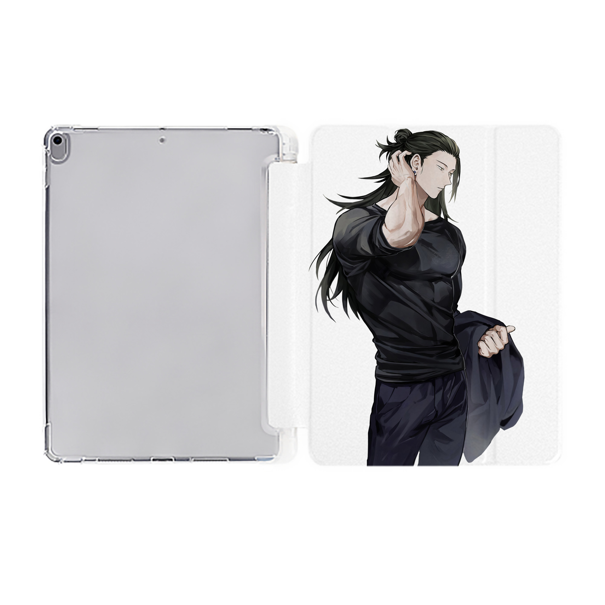 （画像用） 呪術廻戦 Jujutsu Kaisen IPad ケース ペン収納付き 三つ折りスタンド PUレザー×シリコン 対応機種9.5/10.5/10.9インチ